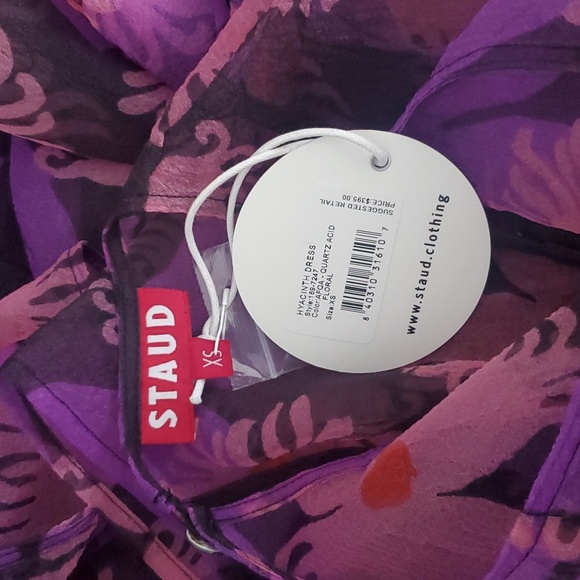 Staud Hyacinth Crepe Organza Tiered Maxi Dress in Quartz Acid Floral - Picture 12 of 12